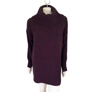 SKYLAR & JADE Cowl Neck Chenille Tunic Sweater in Deep Plum SZ XL